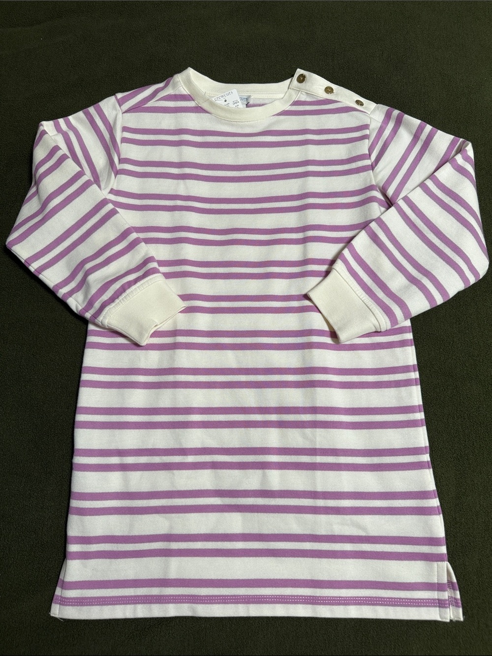 NWT Crewcuts White & Lavender Striped Long Sleeve Shirt Dress girls 8 year